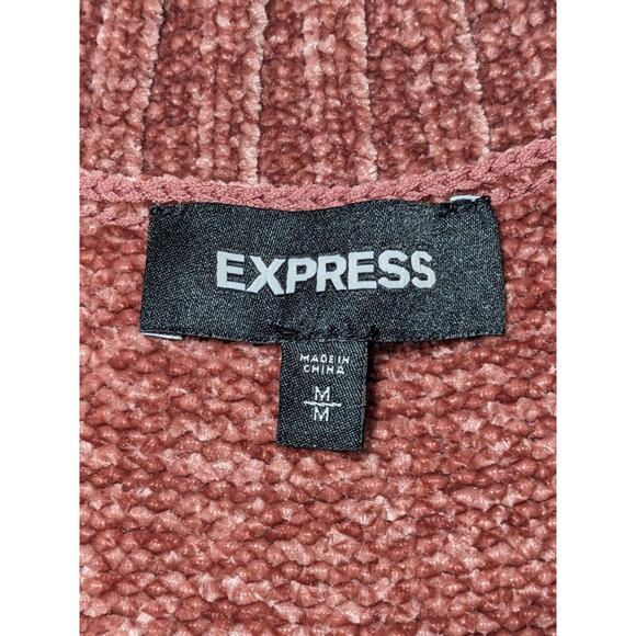 Express Tunic Pullover Sweater Women M Pink Chenille Super Soft Fabric R81 - Picture 8 of 12